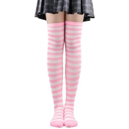 Long Socks Women Thigh High Stockings Ladies Girls White Striped Over Above Knee Sock Cute Christmas Blue Cosplay Lolita 2025