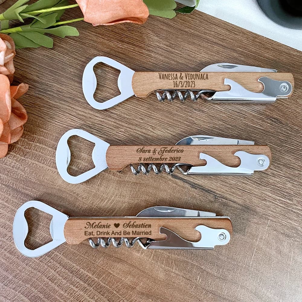 Wedding Gifts for Guests Personalized Wine Corkscrew Bottle Opener Wedding Souvenirs Party Favors Customized Wooden Wine Openers