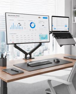 Desktop NB F160 + FP-2 Gas Spring Dual Arm for 17"-27" Monitor Holder + 10"-17" Laptop Support Air Press Mount Stand Load 2-9kg