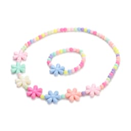 2pcs/set Candy Color Beads Cute Flower Rainbow Necklace Bracelet Sets for Kids Party Jewelry Girl Birthday Gift