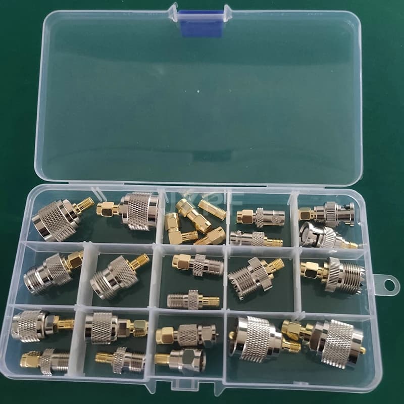 JXRF SMA BNC UHF To SMA SMB MCX MMCX BNC TNC UHF N F Type SO239 PL259 RF Coaxial Coax Adapter Connector Combination 4 Piece