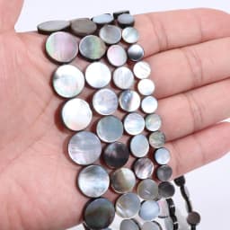 Natural Gray Black Shell Beads Round Square Mother of Pearl Shell Beads for Jewelry Making DIY Charm Necklace Bracelet Earrings
