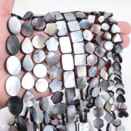 Natural Gray Black Shell Beads Round Square Mother of Pearl Shell Beads for Jewelry Making DIY Charm Necklace Bracelet Earrings