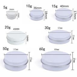 10Pcs/lots 5g-60g Metal Round Cosmetic Tins Aluminum Empty Candles Cans Storage Jars with Screw Lids For Lip Balm Salve Spices