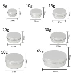 10Pcs/lots 5g-60g Metal Round Cosmetic Tins Aluminum Empty Candles Cans Storage Jars with Screw Lids For Lip Balm Salve Spices