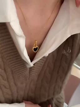 Vintage Double Sided Heart Pendant Necklace For Women Girl Clavicle Chain Choker New Fashion Trendy Jewelry Gift Party