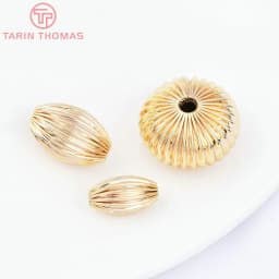 (7455) 6PCS 7x5MM 24K Gold Color Plated Brass Spacer Beads Bracelet Beads High Quality Diy Jewelry Accessories Wholesale