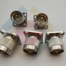 1PCS UHF PL259 PL-259 Male 4hole Flange Socket Mount Solder Panel Bulkhead Connector UHF Male Adapter Coaxial RF Copper Brass