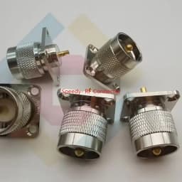 1PCS UHF PL259 PL-259 Male 4hole Flange Socket Mount Solder Panel Bulkhead Connector UHF Male Adapter Coaxial RF Copper Brass