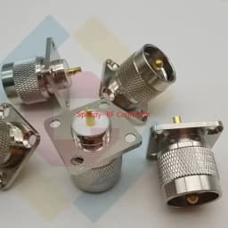 1PCS UHF PL259 PL-259 Male 4hole Flange Socket Mount Solder Panel Bulkhead Connector UHF Male Adapter Coaxial RF Copper Brass