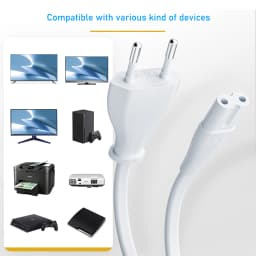 Premium Euro Power Cord TPE 2-Prong EU to Figure 8 IEC C7 Power Cable for XiaoMi PS5 PS4 Apple TV Xbox Mac Mini Power Kabel Cord