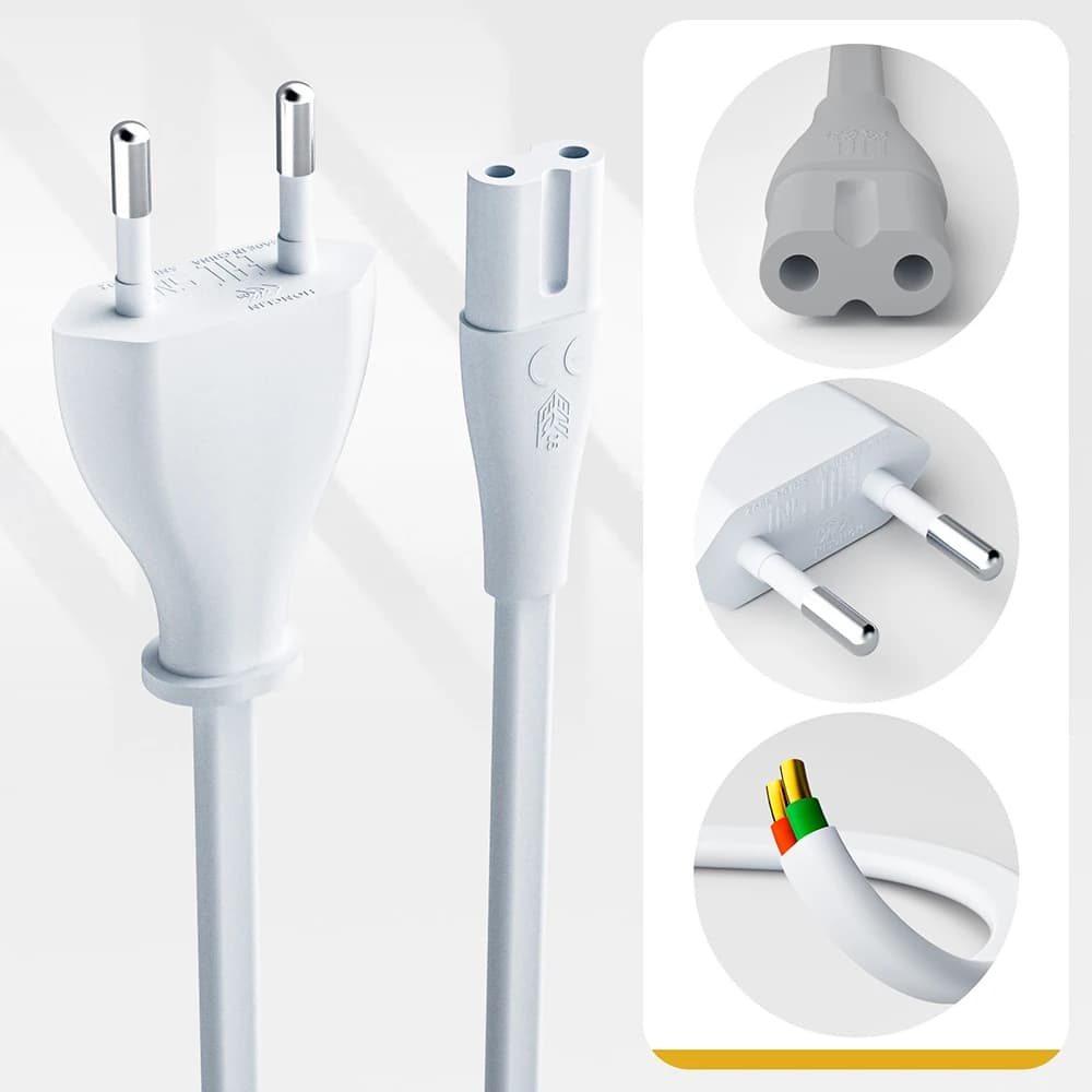 Premium Euro Power Cord TPE 2-Prong EU to Figure 8 IEC C7 Power Cable for XiaoMi PS5 PS4 Apple TV Xbox Mac Mini Power Kabel Cord
