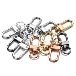 10pcs/lot 12x33mm Rotating Dog Buckle Gold Rhodium Metal Lobster Clasps Hooks For DIY Jewelry Making Key Ring Chain Accessories