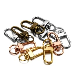 10pcs/lot 12x33mm Rotating Dog Buckle Gold Rhodium Metal Lobster Clasps Hooks For DIY Jewelry Making Key Ring Chain Accessories