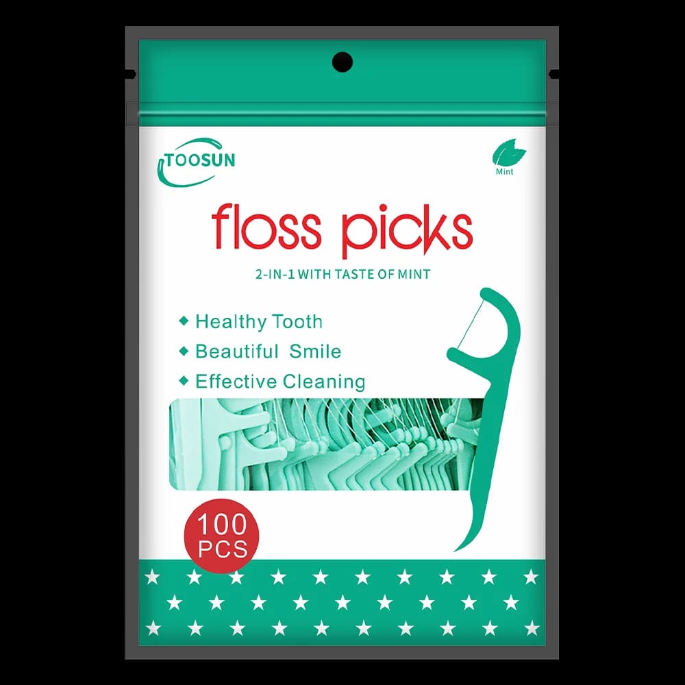 100pcs Mint Flavor Dental Floss Sticks Minty Toothpicks With Thread Dental Flosser Picks Clean Between Teeth Oral Hygiene Care