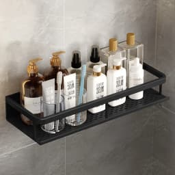 Black Space Aluminum Toilet Rack Wall-mounted Bathroom Shelves Changing Basket Set For Kitchen Accessories
