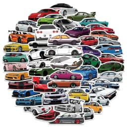 50PCS Retrofit Racing Car Graffiti Stickers Laptop Guitar Luggage Bike Skateboard Waterproof Sticker Decal Kid Toy