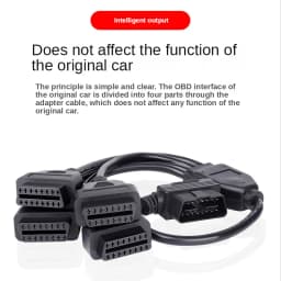 L Head 16 Pin OBD is one point two Splitter Cable Wire Extension Cords Male to Triple Female Connector with Switch For Multiple