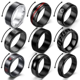 Anxiety Fidget Spinner Rings for Men Male Black Stainless Steel Spinning Rotate Ring for Women Anti Stress Accessories Jewelry