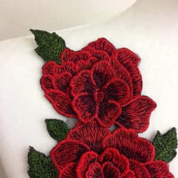 1 Pair Red Embroidery Rose Flower Sew On Patch Dress Hat Bag Jeans Applique Crafts Clothing Accessories 23*12CM