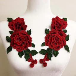 1 Pair Red Embroidery Rose Flower Sew On Patch Dress Hat Bag Jeans Applique Crafts Clothing Accessories 23*12CM