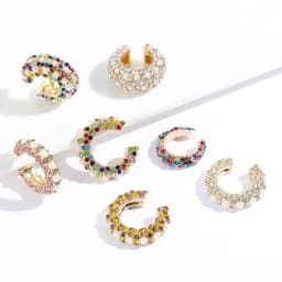 Accessorie No Pierced Rhinestone Dangle Jewelry Party CZ Cuff Earrings Statement C-shaped Cubic Zirconia Ear Cuff
