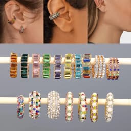 Accessorie No Pierced Rhinestone Dangle Jewelry Party CZ Cuff Earrings Statement C-shaped Cubic Zirconia Ear Cuff