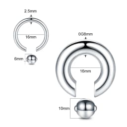 Big Gauge Captive Bead Ring Stainless Steel Nose Ring Hoop for Women Men BCR Tragus Closure Nose Rings Ear Piercing Body Jewelry