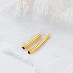 20Pcs 15-35mm 14K/18K Gold Color Plated Brass Long Curved Tube Beads Accessories for Bracelet Jewelry Making Supplies