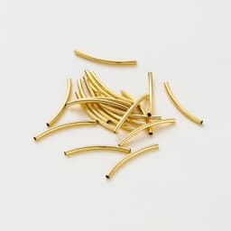 20Pcs 15-35mm 14K/18K Gold Color Plated Brass Long Curved Tube Beads Accessories for Bracelet Jewelry Making Supplies