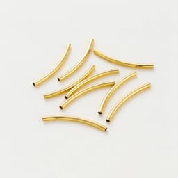 20Pcs 15-35mm 14K/18K Gold Color Plated Brass Long Curved Tube Beads Accessories for Bracelet Jewelry Making Supplies