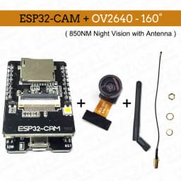 OV2640 ESP32-Cam Set with DVP 24pin Camera 66 120 160 Degree 850nm Night Vision 2MP 2.4 GHz 8MB PSRAM Wireless Bluetooth Module