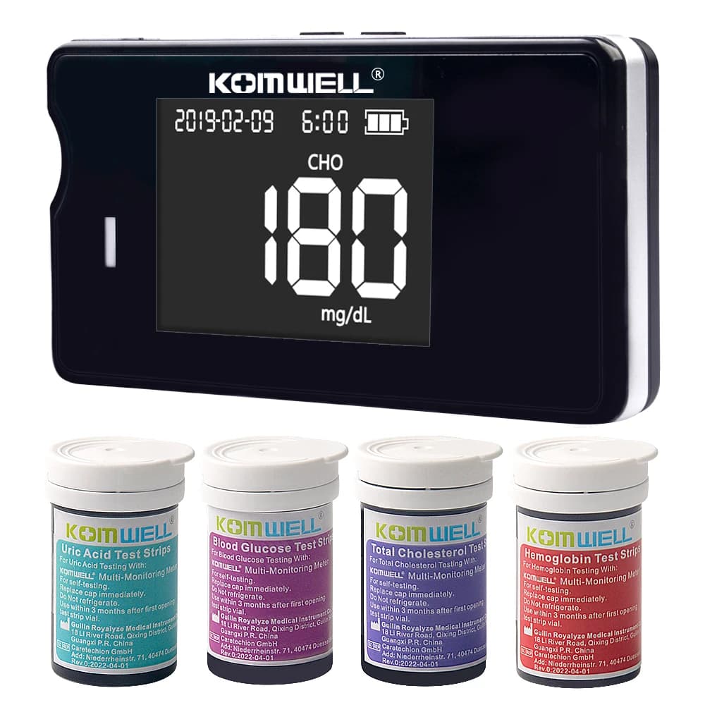 Medical Multi-Function Meter 4 in1 Cholesterol Uric Acid&Hemoglobin Blood Glucose Test strips kit for Diabetes Gout with Lancets