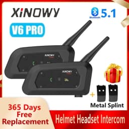 XINOWY V6 PRO Motorcycle Helmet Bluetooth Intercom Headset 800M Interphone Communicator for 6 Riders Music Player Waterproof