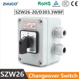 ZHUCO SZW26/LW26-20 D303.3 20A 3 Pole 12 Screws Universal Rotary Cam Changeover Switch With Waterproof And Dustproof Sealed Box