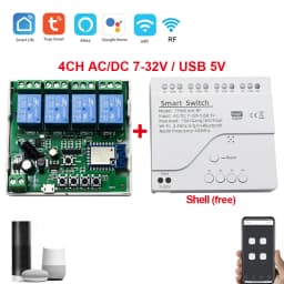 Tuya Smart Wifi Switch Module 12V 24V 220V RF 433 Remote Control Appliance Control Module 4CH Relay Work With Alexa Google Home