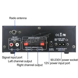 Woopker HiFi Digital Amplifier AK45 Bluetooth MP3 Channel 2.0 Sound AMP Support 90V-240V for Home Car MAX 400W*2
