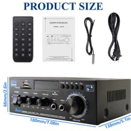 Woopker HiFi Digital Amplifier AK45 Bluetooth MP3 Channel 2.0 Sound AMP Support 90V-240V for Home Car MAX 400W*2
