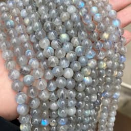 Top Grade Natural Semi-precious Gray Moonstone Labradorite Stone Round Loose Beads For Jewelry Making DIY Bracelet Accessory