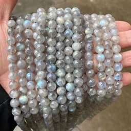 Top Grade Natural Semi-precious Gray Moonstone Labradorite Stone Round Loose Beads For Jewelry Making DIY Bracelet Accessory