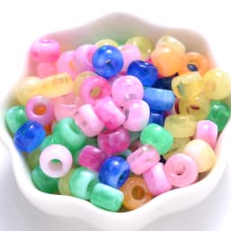 100Pcs Pony Beads 6x9mm Glitter Acrylic Beads Luminous Spacer Beads For Diy Craft Jewelry Bracelets Making Hair Supplies