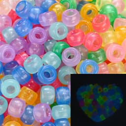 100Pcs Pony Beads 6x9mm Glitter Acrylic Beads Luminous Spacer Beads For Diy Craft Jewelry Bracelets Making Hair Supplies