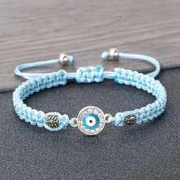Women Crystal Blue Evil Eye Braided Bracelet Turkish Healing Yoga Couple Bracelet&Bangles Chain Pulsera Jewelry Gift Wholesale