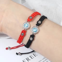 Women Crystal Blue Evil Eye Braided Bracelet Turkish Healing Yoga Couple Bracelet&Bangles Chain Pulsera Jewelry Gift Wholesale