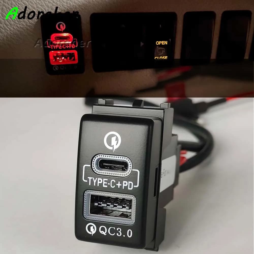 1PC Car Charger Fast Charger Type-C PD USB QC3.0 Socket Power Adapter Fit For Nissan Patrol Y62 X-TRAIL SUNNY SYLPHY Teana