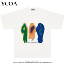 Men T-Shirt Cotton Oversized Summer Printed YCOA Graphic Harajuku Hip Hop Loose Tops Tees Korean Fashion Y2k Aesthetic Clothing