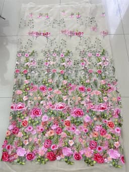 New Product Rose Mesh Embroidered Fabric Autumn Plant Evening Dress Lace Fabric Clothing DIY Dress Fabric Lace