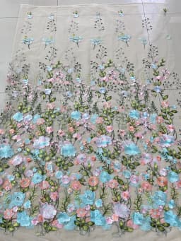 New Product Rose Mesh Embroidered Fabric Autumn Plant Evening Dress Lace Fabric Clothing DIY Dress Fabric Lace