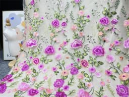 New Product Rose Mesh Embroidered Fabric Autumn Plant Evening Dress Lace Fabric Clothing DIY Dress Fabric Lace