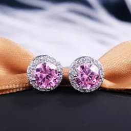 Huitan Classic Round Cubic Zirconia Prong Setting Women's Stud Earring 6 Color Delicate Wedding Engagement Evening Party Jewelry